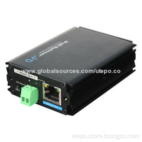 13W 10/100Mbps PoE and Power Splitter, Based on IEEE802.3 AF, 12V DC Output, 36-57V PoE Input